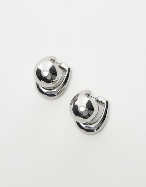 Topshop Elodie tear drop earrings in silver tone - view 2
