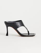 Topshop Elodie toe thong heeled mule in black