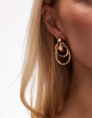 Eloise double drop door knocker earrings in gold tone