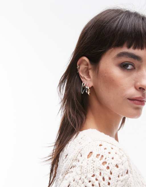  Topshop Elon double hoop earrings in multi tone