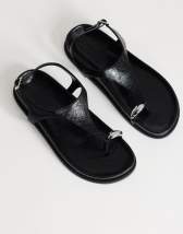 Topshop Elsie hardware footbed sandal in black