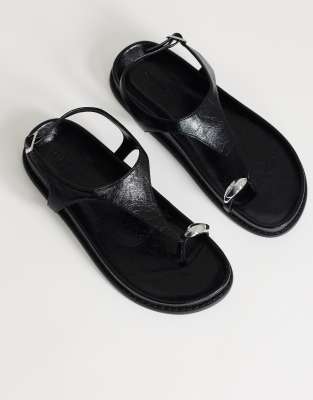 Elsie - Sandalen in Schwarz mit Metalldetail und Fußbett Schwarz 40