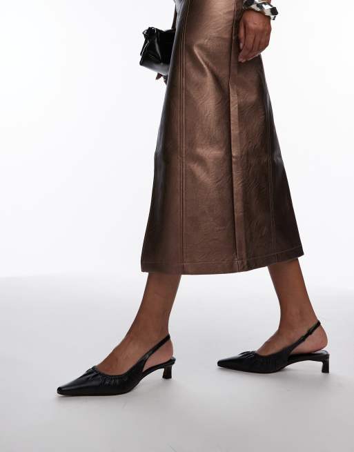 Topshop – Ely – Geraffte Schuhe in Schwarz mit Fersenriemen und mittelhohem Absatz, 2 von 4
