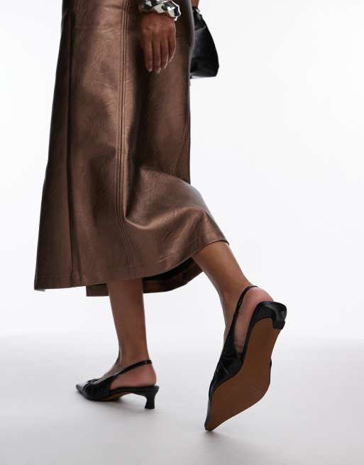 Topshop – Ely – Geraffte Schuhe in Schwarz mit Fersenriemen und mittelhohem Absatz, 3 von 4