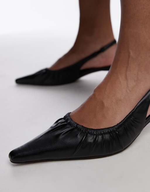 Topshop – Ely – Geraffte Schuhe in Schwarz mit Fersenriemen und mittelhohem Absatz, 4 von 4