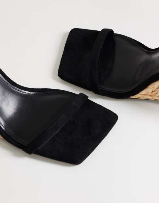 Topshop Elysia raffia two part sandal in black, 3 of 4