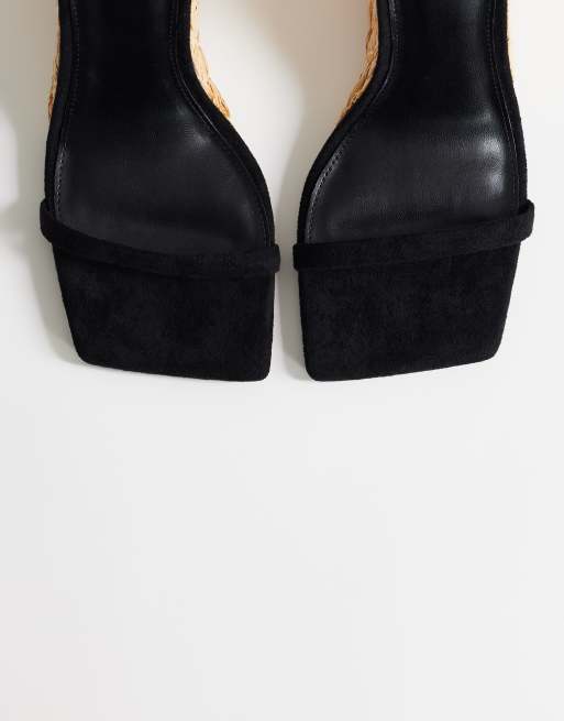 Topshop - Elysia - Sandalias negras con diseño en dos partes de rafia, 2 de 4