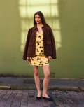 [Topshop] Topshop embellished linen mini skirt in yellow (part of a set) 16 Buttermilk