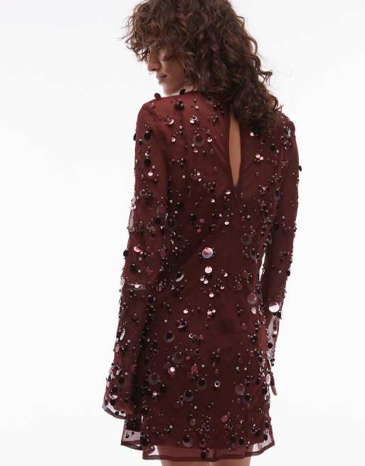 Topshop red jacquard dress sales