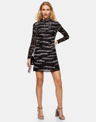 Topshop embellished mini dress in black - ASOS Price Checker