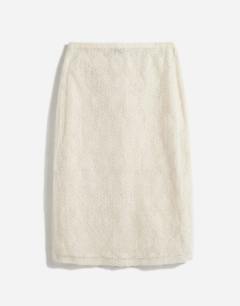 Model wearing Embellished sequin midi skirt in ivory