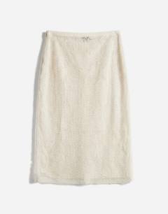 Model wearing Embellished sequin midi skirt in ivory