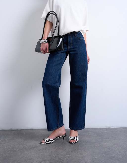 Topshop - Ember - Afslappede lavtaljede jeans med lige ben i indigoblå vask, 3 af 7