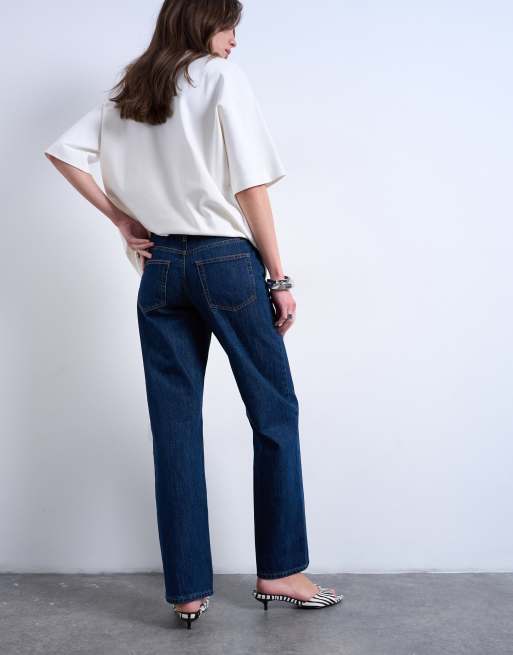 Topshop - Ember - Afslappede lavtaljede jeans med lige ben i indigoblå vask, 4 af 7