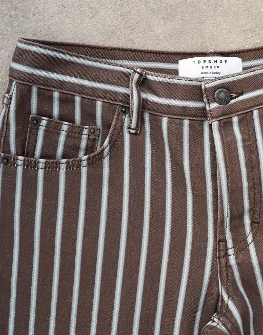Topshop - Ember - Chokoladebrune jeans med lav talje, lige ben og striber, 5 af 7