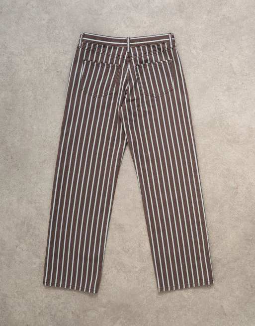 Topshop - Ember - Chokoladebrune jeans med lav talje, lige ben og striber, 7 af 7