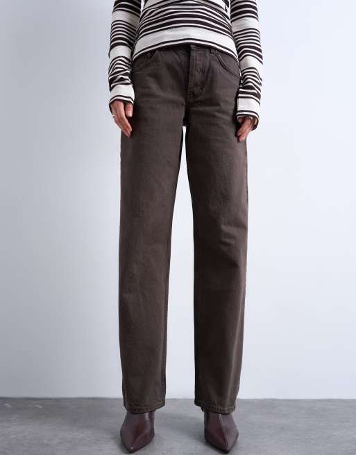 Topshop - Ember - Chokoladebrune jeans med lav talje og lige ben, 2 af 7