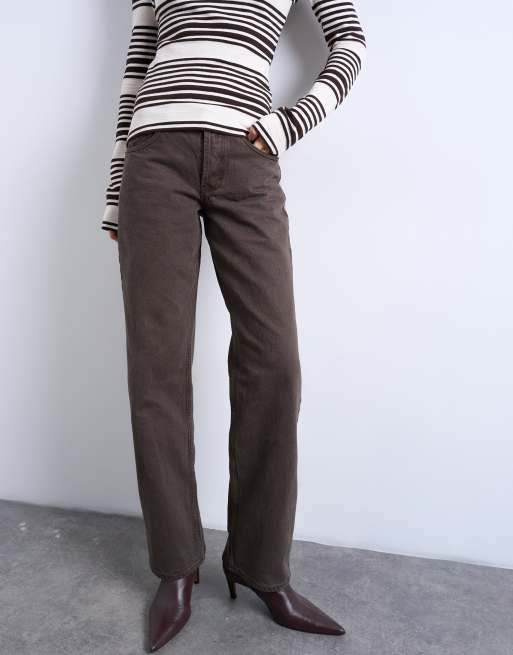 Topshop - Ember - Chokoladebrune jeans med lav talje og lige ben, 4 af 7