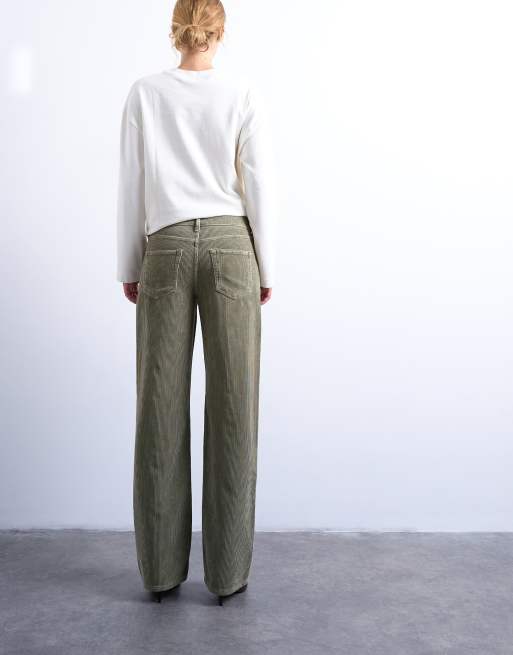 Topshop – Ember – Cord-Jeans in Salbei mit niedrigem Bund, 3 von 5