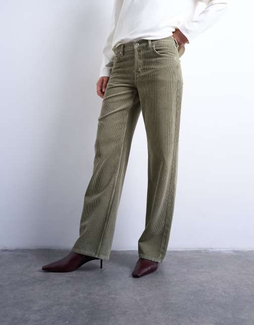 Topshop – Ember – Cord-Jeans in Salbei mit niedrigem Bund, 4 von 5