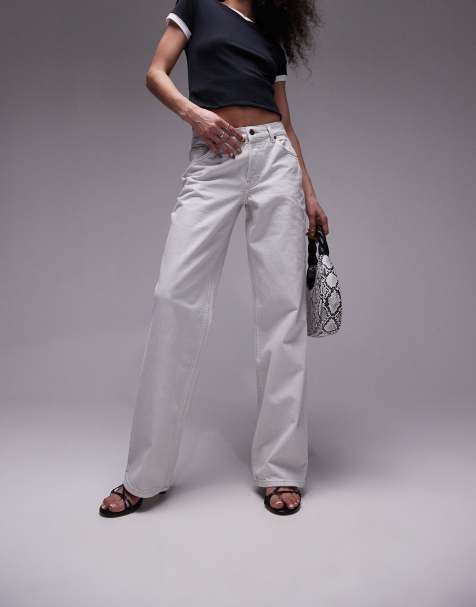 Topshop - Ember - Jean ample à taille basse - Blanc cassé - view 1