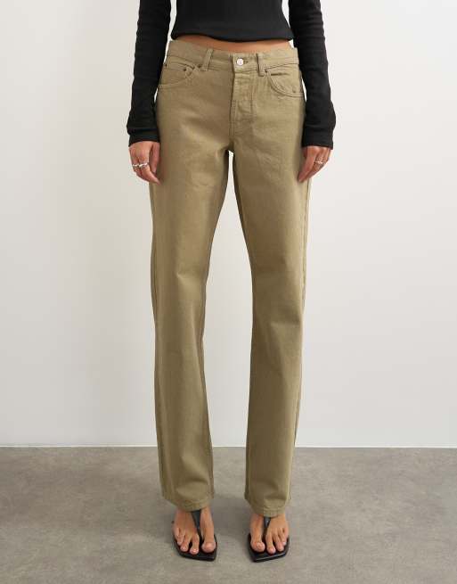 Topshop Ember jean droit décontracté taille basse couleur sable, 2 de 5
