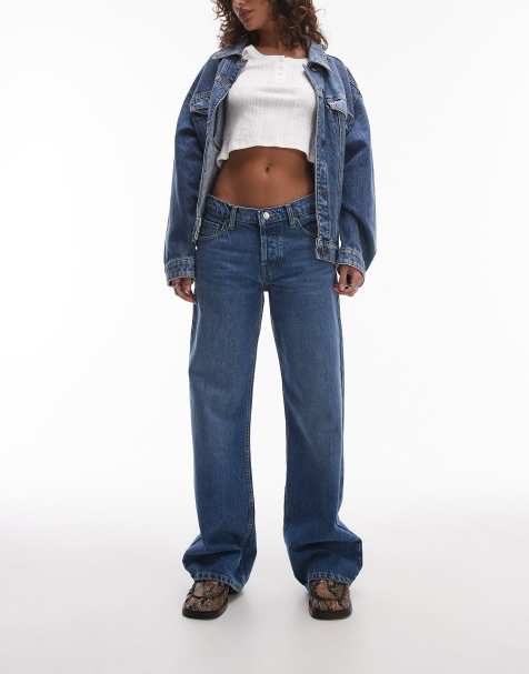 Topshop - Ember - Jean large à taille basse - Bleu moyen - view 1