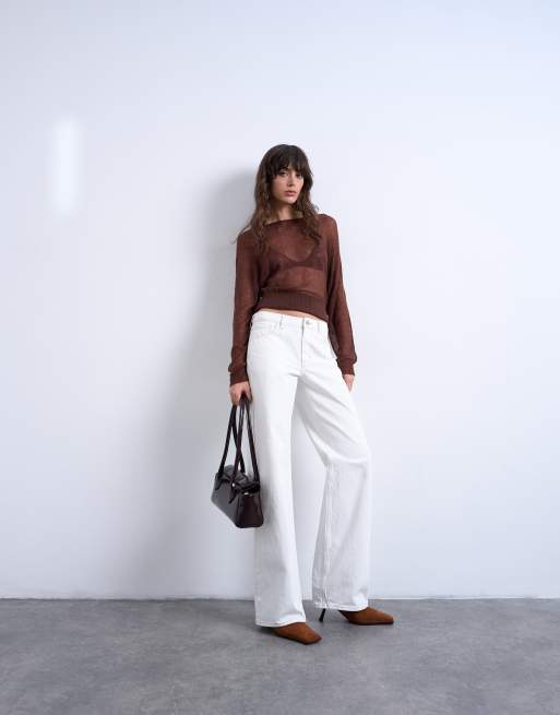 Topshop - Ember - Jeans a vita bassa color bianco osso