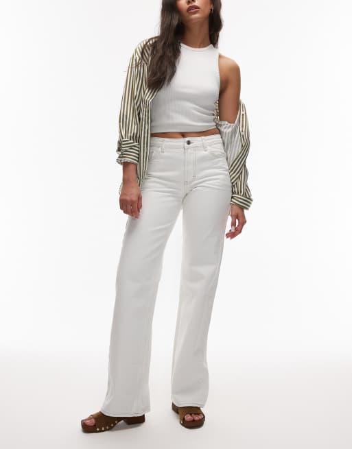 Topshop - Ember - Jeans a vita bassa color bianco osso