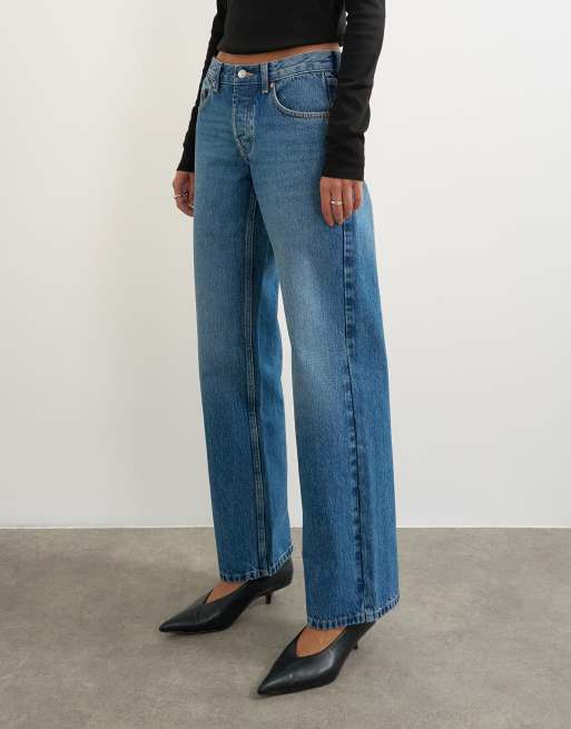 Topshop - Ember - Jeans dritti comodi a vita bassa blu medio, 4 di 5
