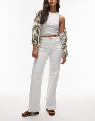 Topshop - Ember - Jeans in Knochenweiß mit niedrigem Bund