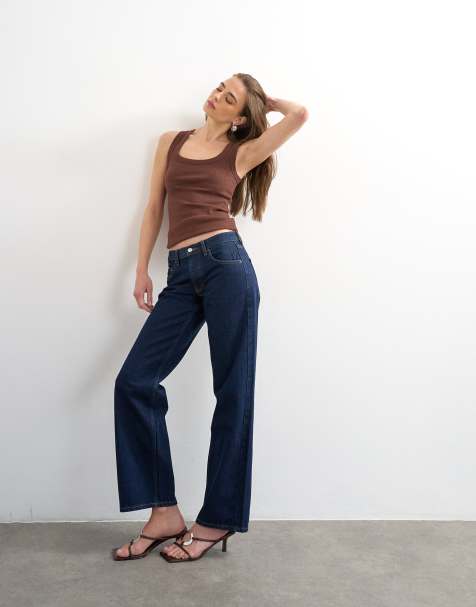 Topshop - Ember - Jeans met lage taille en rechte pijpen met een indigo wassing - view 1
