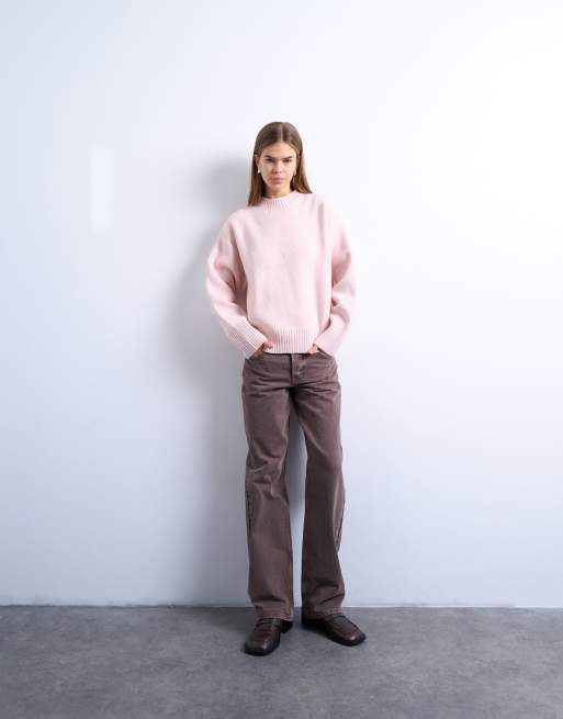 Topshop - Ember - Jeans met rechte pijpen en lage taille in bruin, 3 van 7