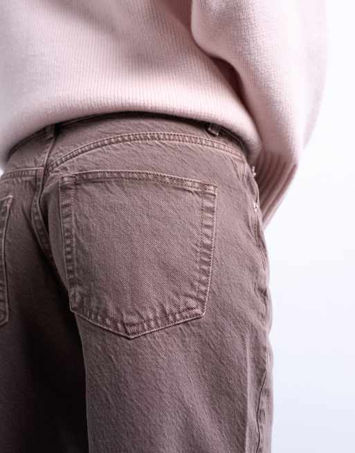 Topshop - Ember - Jeans met rechte pijpen en lage taille in bruin, 4 van 7