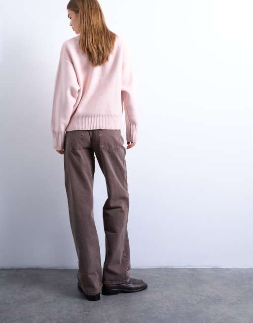 Topshop - Ember - Jeans met rechte pijpen en lage taille in bruin, 5 van 7
