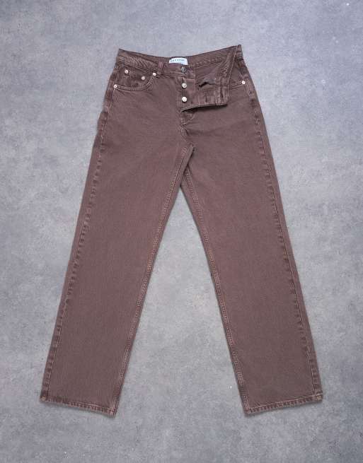 Topshop - Ember - Jeans met rechte pijpen en lage taille in bruin, 6 van 7