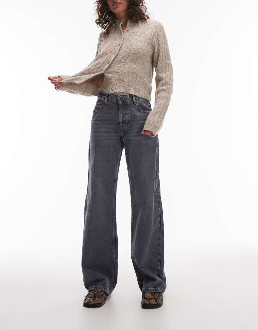 Topshop - Ember - Jeans met rechte pijpen en lage taille in grijs, 2 van 5