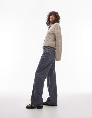 Thumbnail - Topshop - Ember - Jeans mit geradem Schnitt und niedrigem Bund in Grau