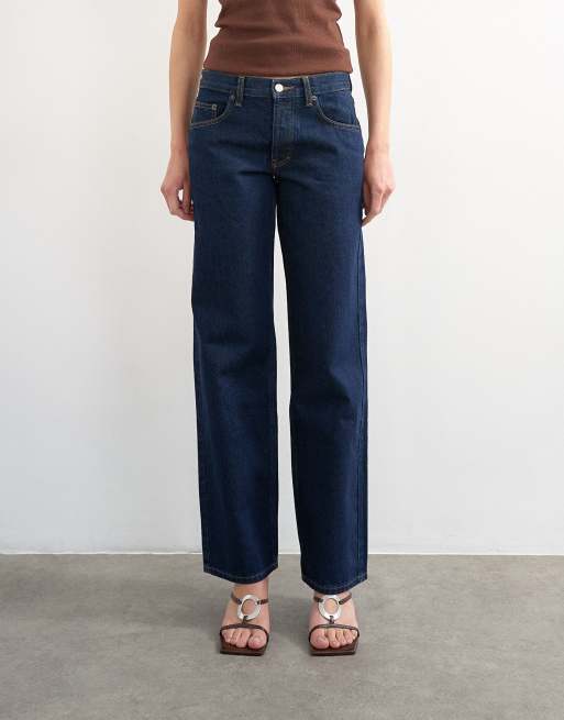 Topshop - Ember - Lavtaljede jeans med lige ben i indigoblå skyllet vask, 2 af 7