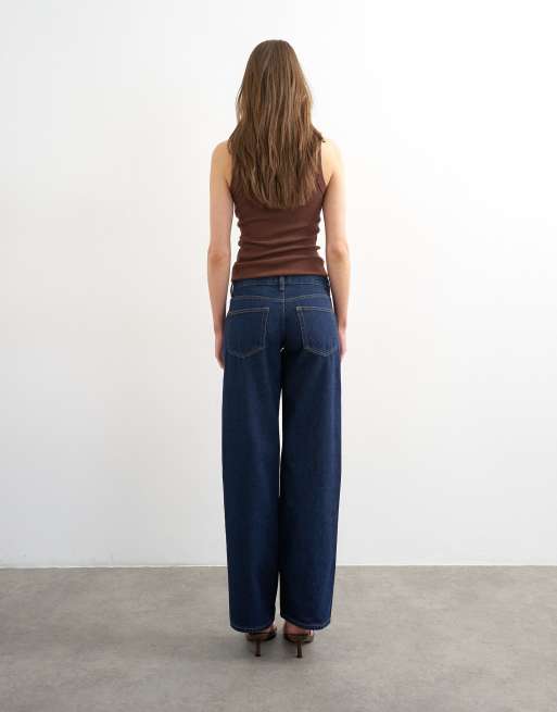 Topshop - Ember - Lavtaljede jeans med lige ben i indigoblå skyllet vask, 4 af 7