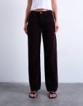 [Topshop] Topshop Ember low rise cord straight leg jeans in bitter chocolate-Brown W32 L32 Bitter chocolate