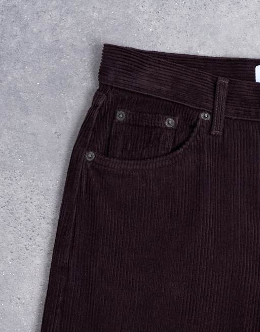 Topshop Ember low rise cord straight leg jeans in bitter chocolate, 5 of 7