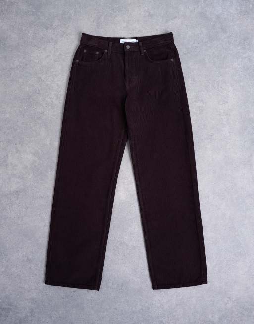 Topshop Ember low rise cord straight leg jeans in bitter chocolate, 6 of 7
