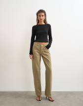 Topshop Ember low rise relaxed straight jean in sand