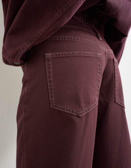 Topshop Ember low rise relaxed straight jeans in aubergine, 5 of 5