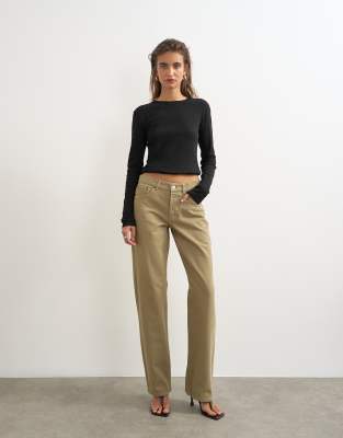 Topshop Ember Low Rise Relaxed Straight Jeans In Black