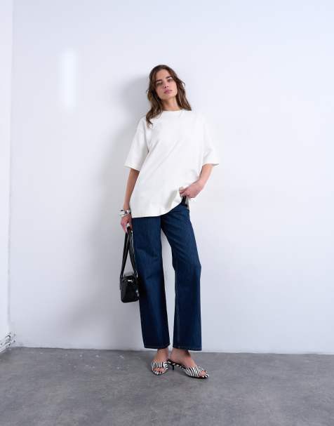 Topshop Ember low rise relaxed straight leg jean in indigo rinse - view 1