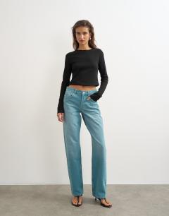 Ember low rise relaxed straight leg jean in teal