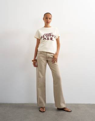 Topshop Ember Low Rise Relaxed Straight Leg Jeans In Neutral