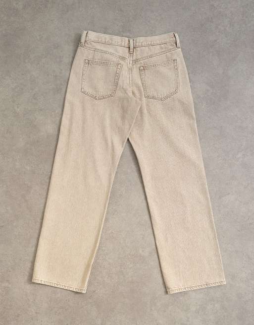 Topshop Ember low rise relaxed straight leg jeans in beige, 7 of 8